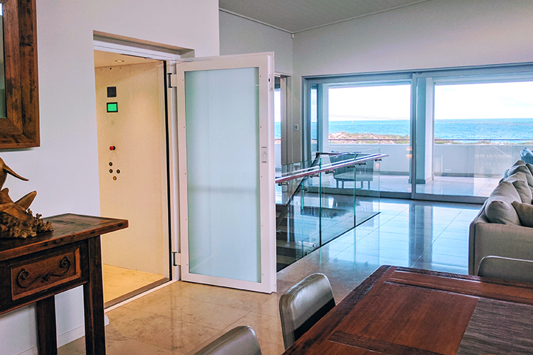 Open doors of a residential lift in Mullaloo