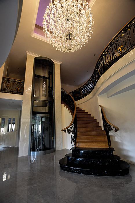 luxury black round home lift