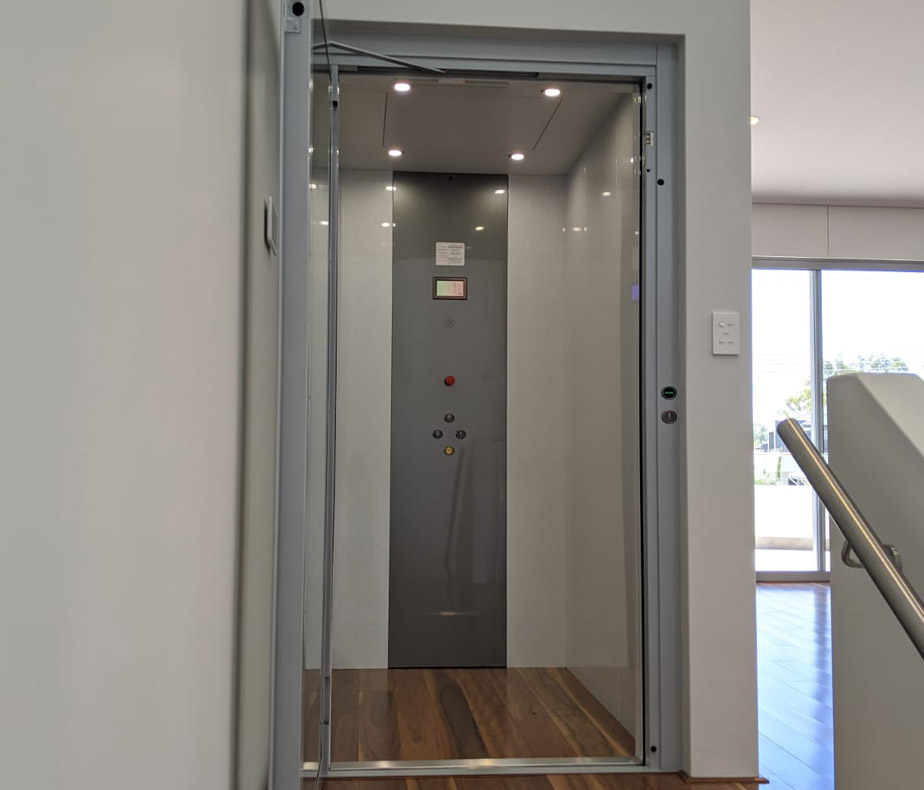 Open doors of a lift that was installed in a residential property in Shelley