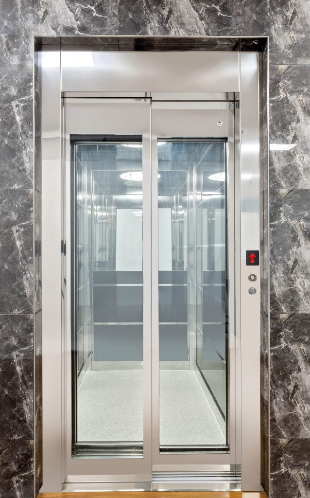 royal home lift design with grey polished door