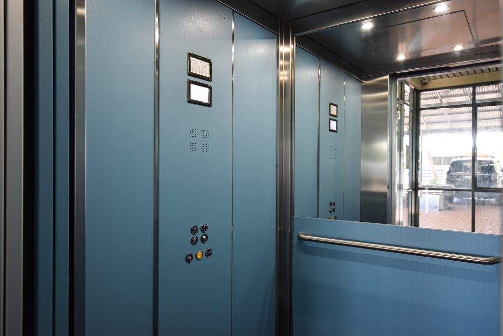 a school elevator cabin interiors with extra safety and DDA features.