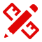 Red pencil and wrench crossed icon