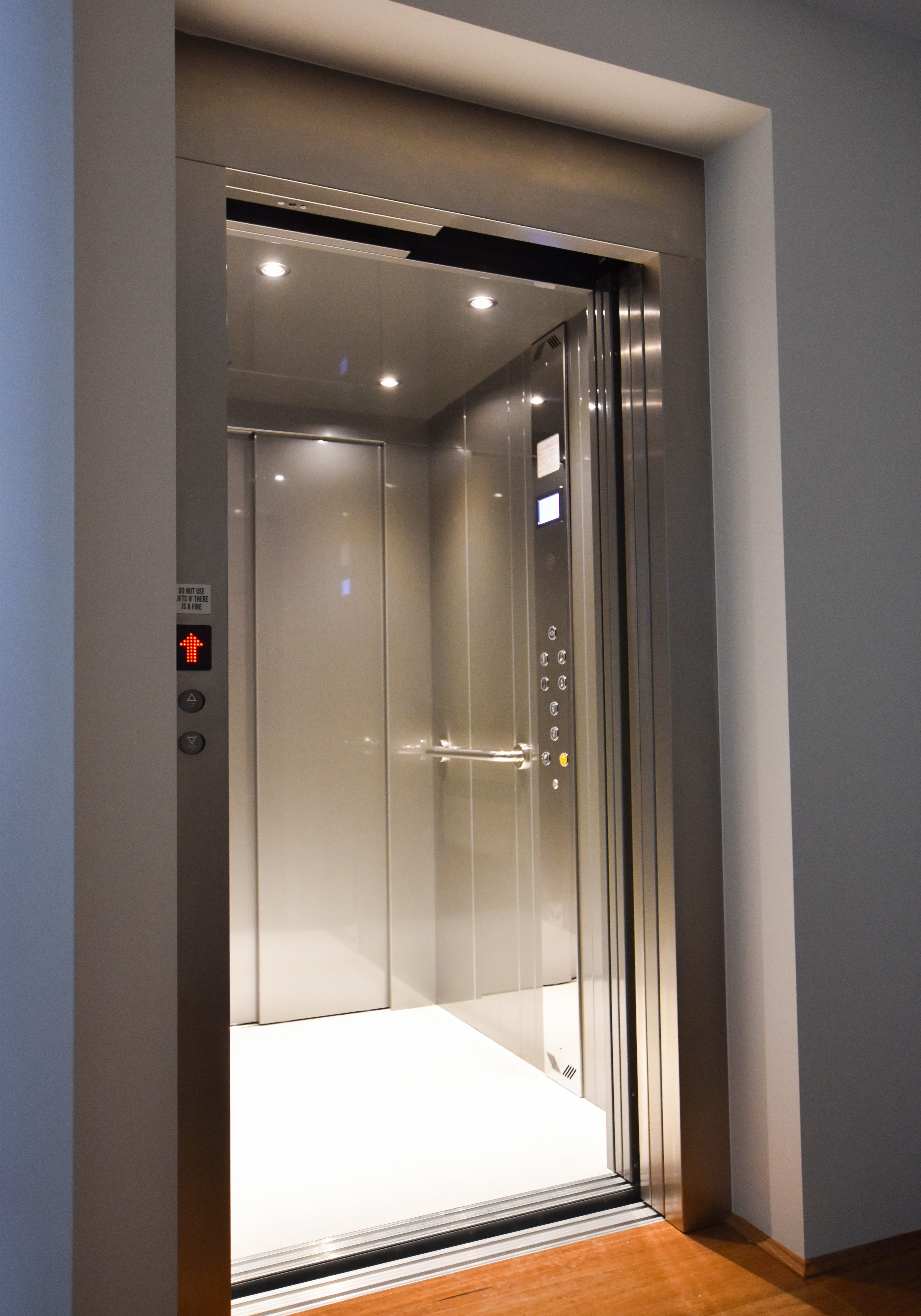 The Open door of the DDA compliant commercial lift in Floreat