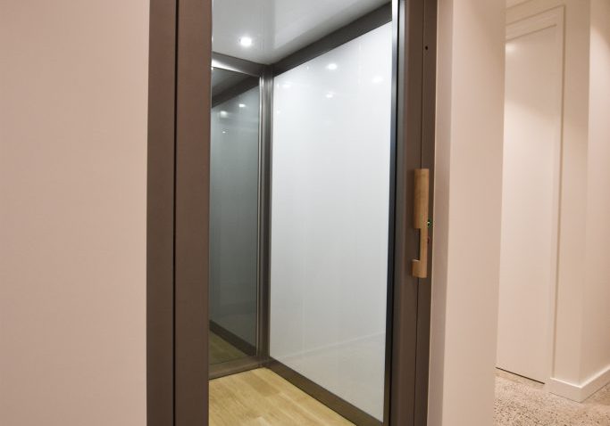 a stylish elevator with door closed.
