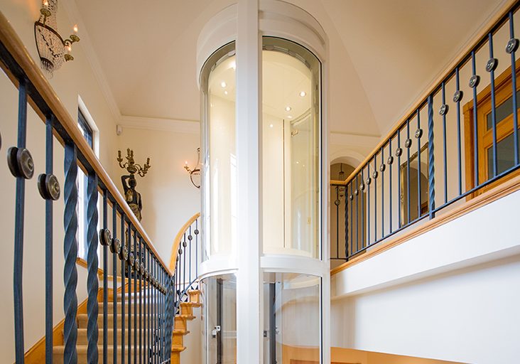 Luxury Residential Round Panoramic lift with glass panels in Applecross