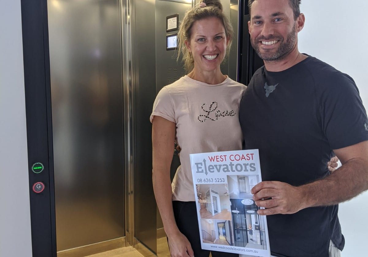 customers in front of their sorrento residential lift