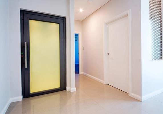 Closed glass door of a residential